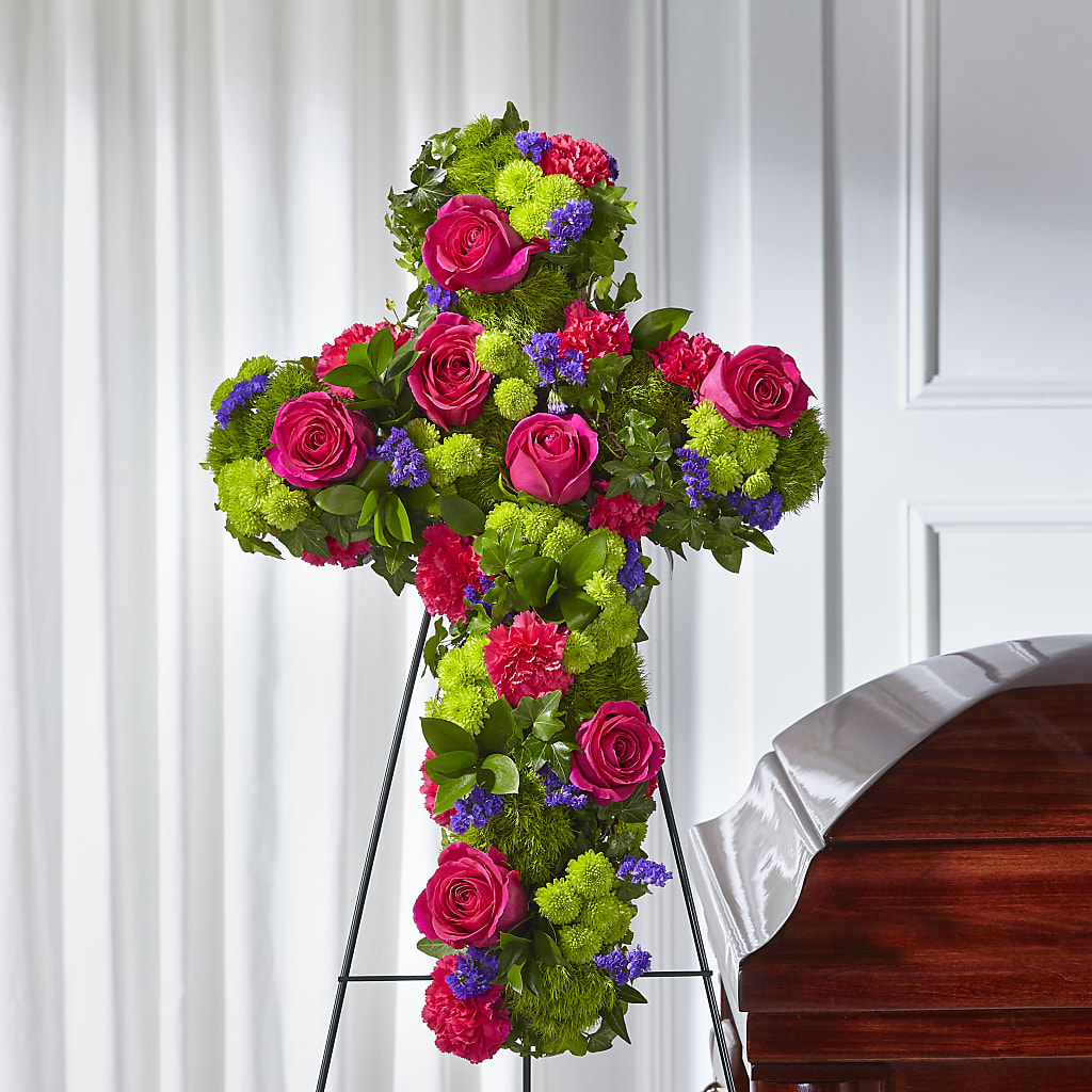 Tribute Rose Floral Cross – Buckeye Flowers, Marysville OH