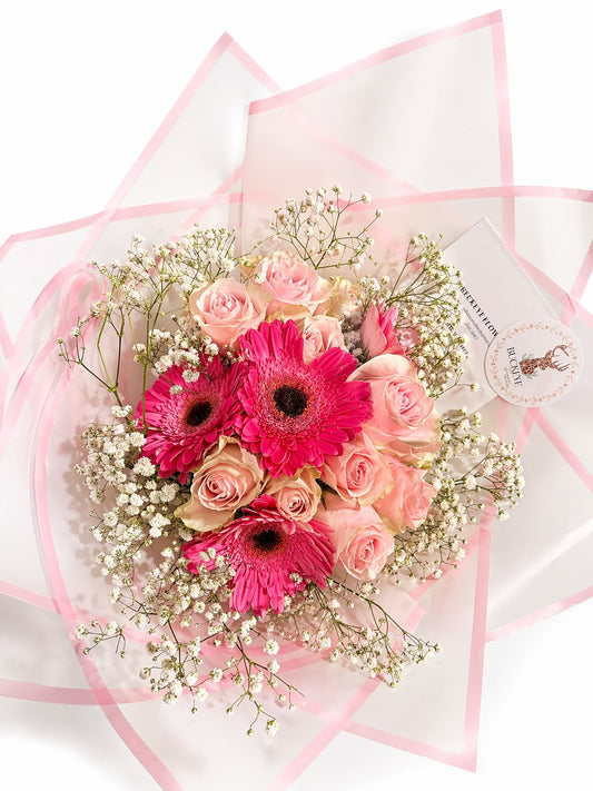 Pink Gerbera Rose Bouquet
