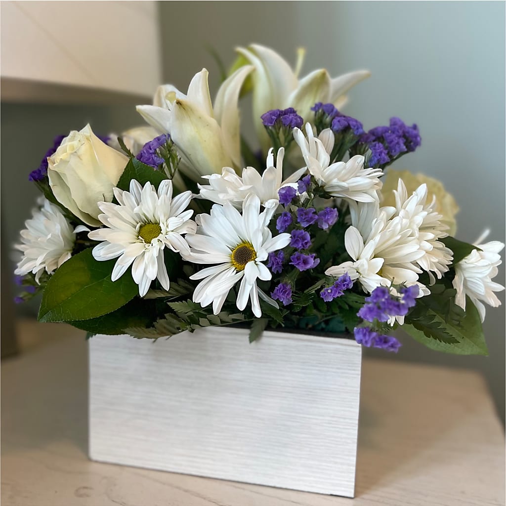 Beyond Blue Box Bouquet –  Buckeye Flowers, Marysville OH