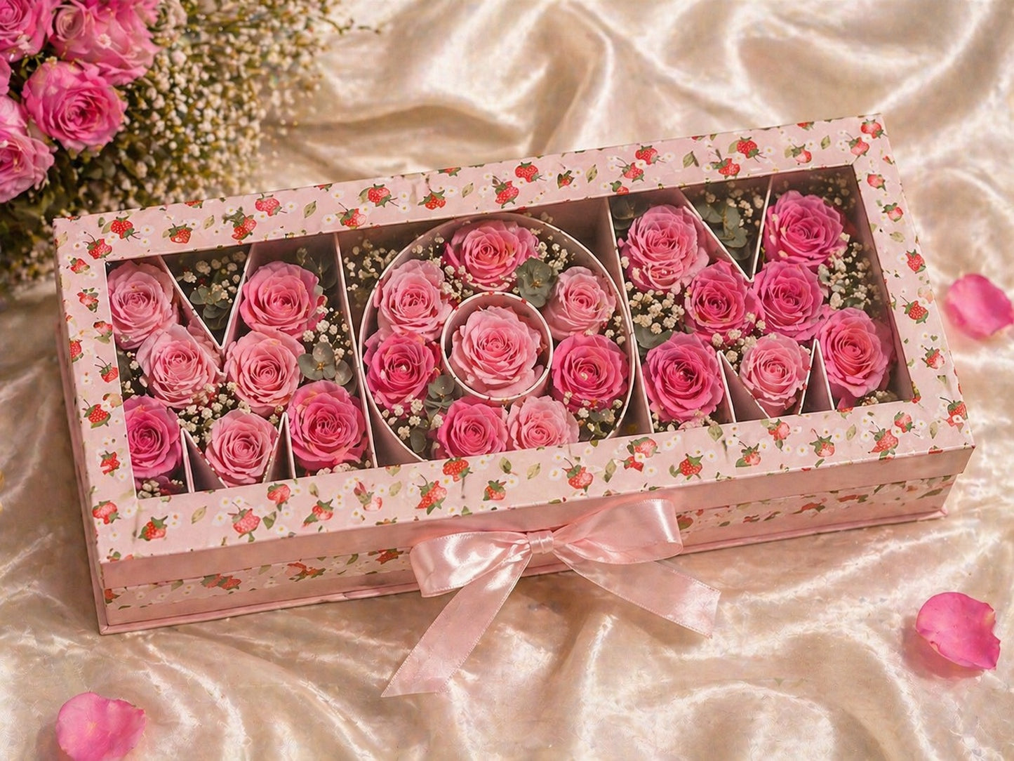 Mom rose Box PINK - Luxury Mother's Day Floral Arrangement