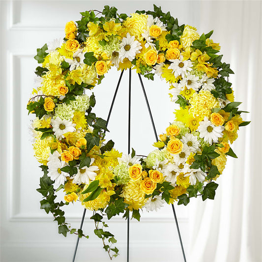 Golden Remembrance Wreath –  Buckeye Flowers, Marysville OH