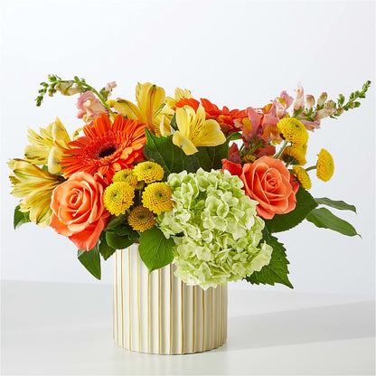Autumn Sunshine Bouquet with Ivory Vase –  Buckeye Flowers, Marysville OH