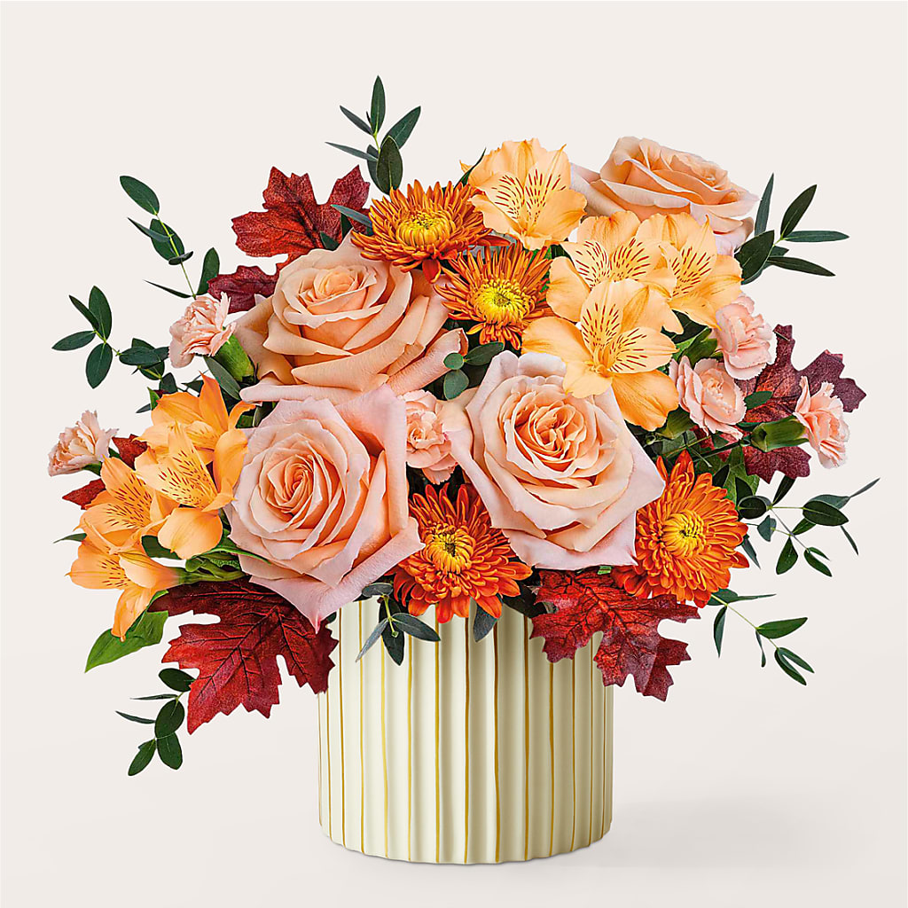 Spiced Latte Bouquet with Ivory Vase –  Buckeye Flowers, Marysville OH