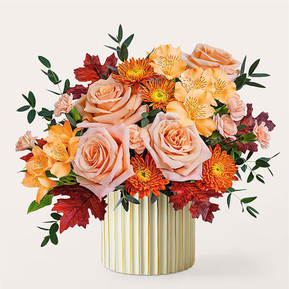 Spiced Latte Bouquet with Ivory Vase –  Buckeye Flowers, Marysville OH