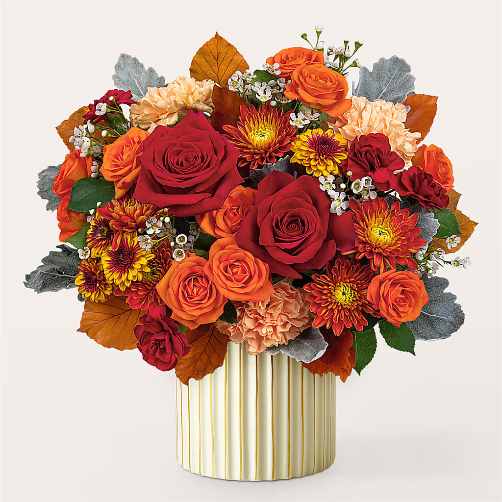 Merlot Bouquet with Ivory Vase –  Buckeye Flowers, Marysville OH