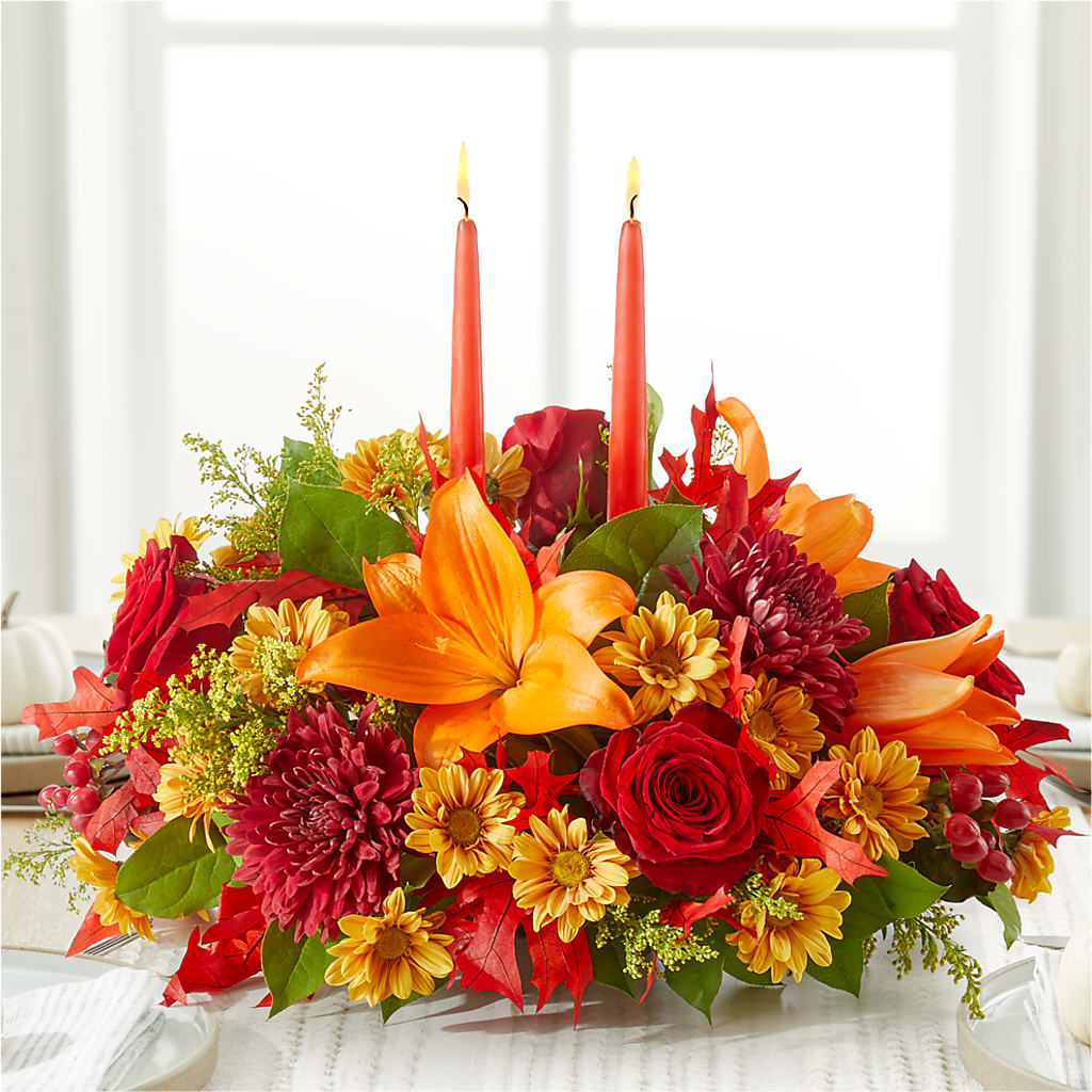 Autumn's Embrace Centerpiece –  Buckeye Flowers, Marysville OH